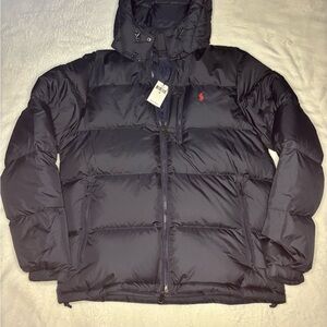 Polo by Ralph Lauren Navy Quilted Puffer Jacket with Red Pony